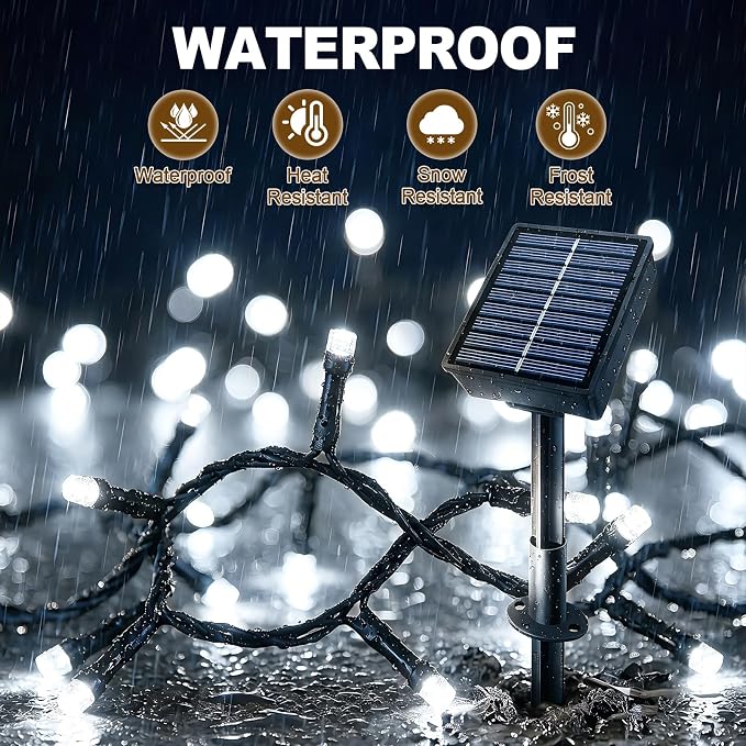 Solar String Lights 2 Pack Total 66FT 200LED Solar Fairy Lights Outdoor Waterproof 8 Modes Twinkle Solar Lights for Patio, Garden Yard Party Wedding Tree Christmas Halloween Decoration, White