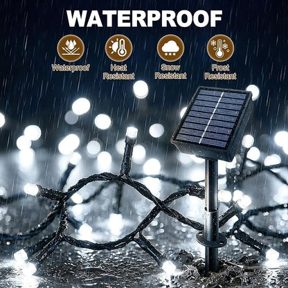 Solar String Lights 2 Pack Total 66FT 200LED Solar Fairy Lights Outdoor Waterproof 8 Modes Twinkle Solar Lights for Patio, Garden Yard Party Wedding Tree Christmas Halloween Decoration, White