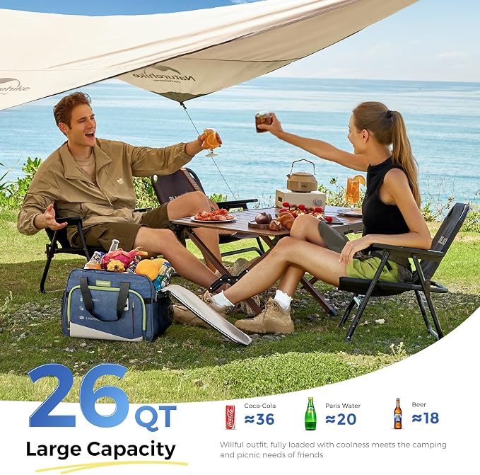 outohome 25L 12V Electric Portable Cooler Warmer Bag, DC Plug In Insulated Car Cooler Bag, Heating and Cooling Dual Function Bag for Truck Drivers, Camping, Groceries & Family Outings, All Season