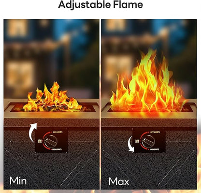 Electactic 28 Inch Propane Fire Pit, 3-in-1 Multi-Use Outdoor Fire Pit Table, 50,000 BTU Steel Gas Fire Pit with Lid & Lava Rock, Add Warmth and Ambience for Patio Deck Garden, Outdoor Gatherings