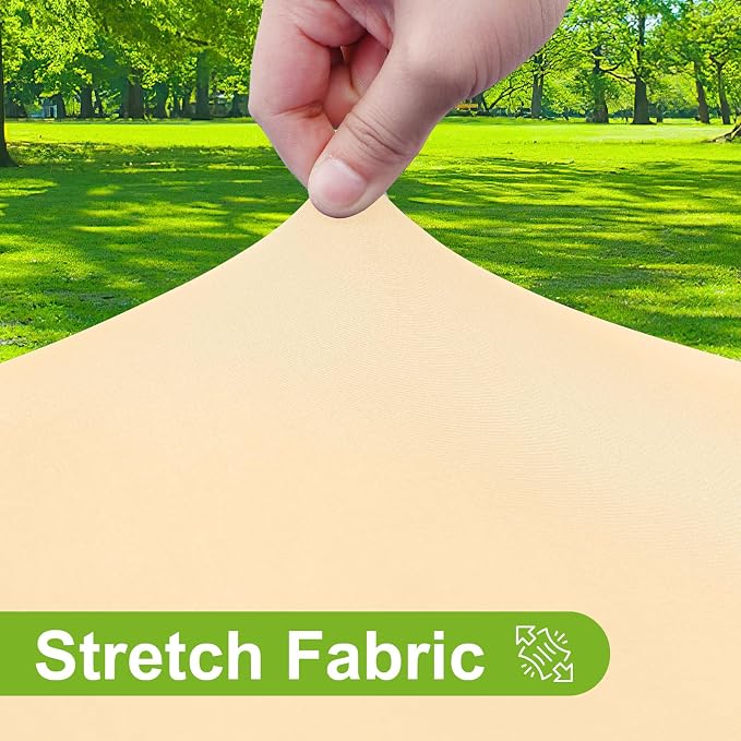 Smiry Round Spandex Tablecloth, Elastic Fitted Washable Tablecloths for 45"-56" Tables, Waterpoof Stretch Picnic Table Cover for Dining, Indoor and Outdoor, Ivory