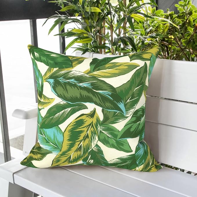 LVTXIII Outdoor Pillow Covers 20x20 Inch, 2 Pack Large Square Throw Pillow Cases, Fade-Resistant Cushion Covers for Patio Furniture Sofa, Garden Porch, Lush Leaf Jungle
