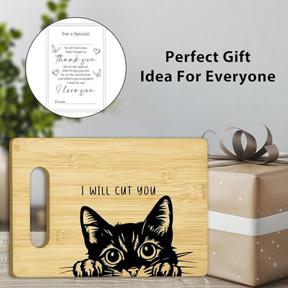 Funny Black Cat Cutting Board-I Will Cut You, Charcuterie Board for Kitchen Decor, House Warming Gifts for Cat Lovers Couples Friends -06