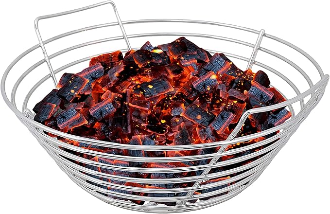 Kick Ash Basket Stainless Steel Charcoal Ash Basket, Fits Big Green Egg Grill, Large - Designed in Wisconsin