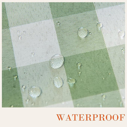 Green and White Gingham Tablecloth, Spring Plaid Waterproof Table Cover for Easter, Indoor Dining, Kitchen Table, Garden Picnic, Washable Rectangle Tablecloth for Home Use, 60" Round
