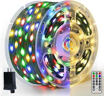 Ollny Christmas Lights 262 FT 800 LED IP67 Waterproof, Color Changing Christmas Lights Outdoor with Remote, 11 Modes Dimmable Timer Warm White to Multicolored Changeable String Lights for House Decor