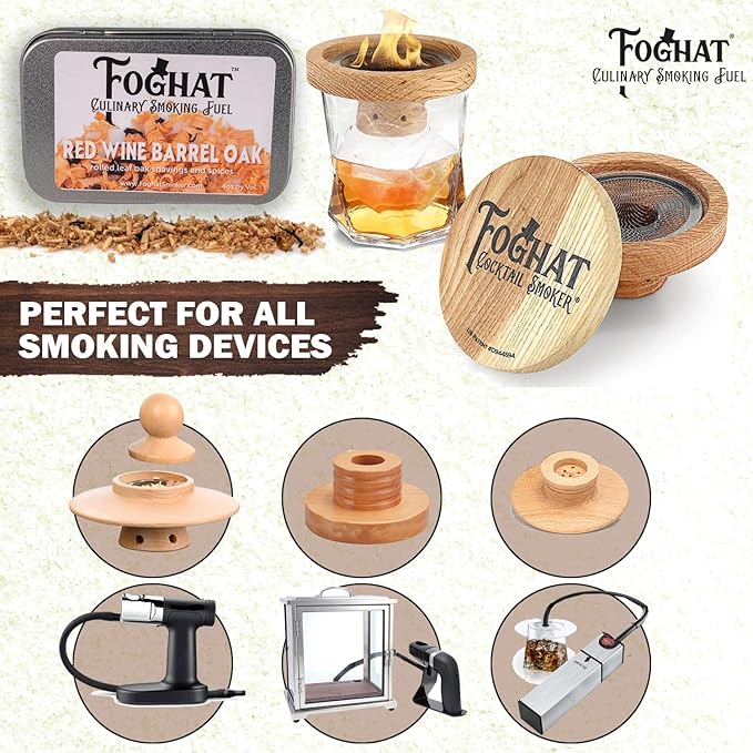 Cocktail Smoker Wood Chips - 4oz Red Wine Barrel Oak Shavings for Smoker, Whiskey & Drink Infuser Kit - Culinary Wood Smoking Chips for Hand Held Food Smoke Gun & Bourbon Drink Glass Smoker