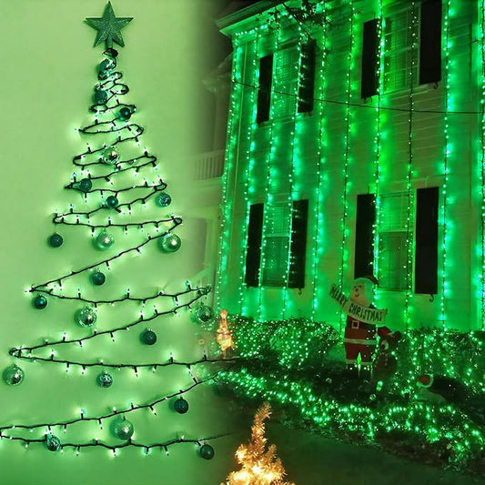 BrizLabs Christmas Lights, 69.6ft 300 Count Green String Lights, Connectable Incandescent Mini Light, 120V UL Certified Light String for Xmas Tree Indoor Outdoor St. Patrick's Day Party Decor | Connectable; Green Wire; UL Certified; Waterproof Mini Xma...
