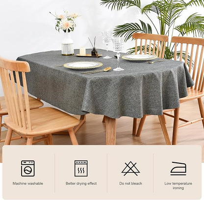 Wolkemer Faux Linen Small Oval Tablecloth 52x70 Inch Charcoal Table Cloth | Heavy Duty Wrinkle Resistant Fabric Table Cloth, Farmhouse Rustic Oval Table Cover for Kitchen Dining Indoor Outdoor Tabletop