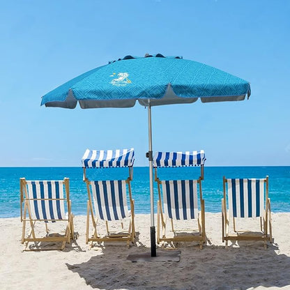 AMMSUN 7ft Heavy Duty High Wind Beach Umbrella with Sand Anchor & Tilt Sun Shelter UV 50+ Protection Outdoor Sunshade Umbrellas Carry Bag for Patio Garden Pool Backyard Teal