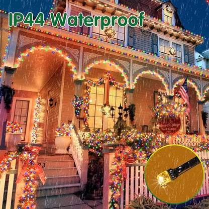XURISEN 551FT 1400 LED Christmas Lights Outdoor Green Wire String Lights 8 Modes with Timer Memory Waterproof Fairy Lights Plug in for Xmas Tree Wedding Yard Party Holiday Decorations(Multicolor)
