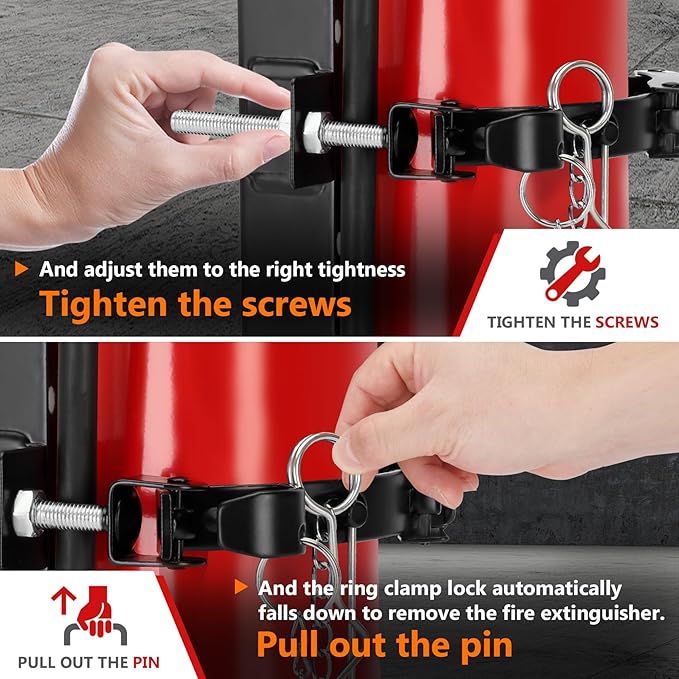 Heavy Duty Vehicle Bracket,Fire Extinguisher Brackets&Mounts-St12 Steel Red, Fit 30lb Dry/10lb Co2 Extinguisher-for School,Garage,Vehicle,Boat,Truck Generic Replacement for by amerex