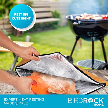 BIRDROCK HOME Collapsible Large BBQ Prep Tub, BBQ Resting Bag & 2pc BBQ Mitts - Multi-Function Grill Caddy w/Colander & Lid, Portable Silicone Dish Bowl for Picnic, Tailgate, Camping