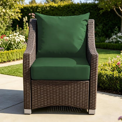 Patio Cushions for Outdoor Furniture, 24x24 Outdoor Couch Cushions, Waterproof & Fade-Resistant Patio Chair Cushions with Removable Cover, Replacement Outdoor Deep Seat Cushion, Forest Green(Set of 1)