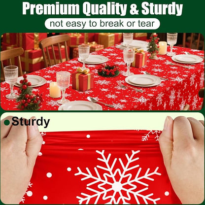 Smiry Disposable Table Cloth - 6 Pack, 54 x 108 Inch Waterproof Rectangle Tablecloths for Parties, Decorative Plastic Table Cover, Leakproof & Sturdy, Red & White