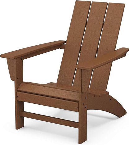 POLYWOOD Modern Adirondack Chair – All-Weather Outdoor Lawn Adirondack Chairs – HDPE, Fade-Resistant & Durable Outdoor Furniture – For Patio, Deck & Fire Pit Chairs – Teak Brown