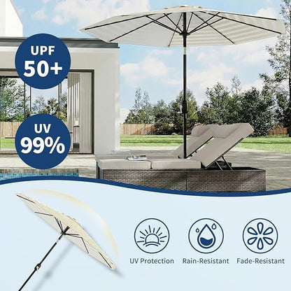Garvee 9FT Patio Umbrella - Outdoor Table Umbrella with Smooth Crank Lift, Push Button Tilt and 8 Sturdy Ribs - Market Umbrella UV Protection Waterproof for Pool, Deck, Yard, Garden