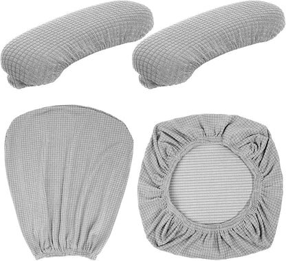 Tallew 4 Pcs Office Chair Covers Stretchable Armrest Seat,XL,Silver Gray | Universal Fit Office Desk Chairs, Protective Seat Backrest Slipcovers, Stretchable Prevent Wear, Easy Install for Rotating