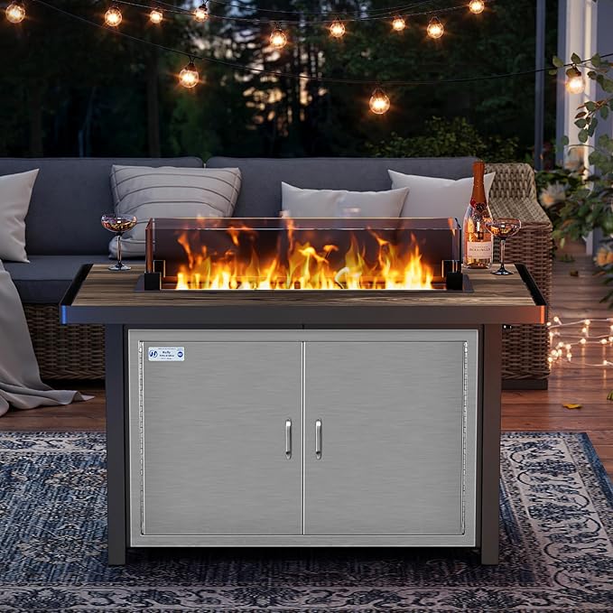 Hally BBQ Access Door 36" W x 21" H of 304 Stainless Steel Double Doors with 2 Detachable Handles and 6 Hooks, Outdoor Kitchen Doors for BBQ Island, Grilling Station, Outdoor Cabinet