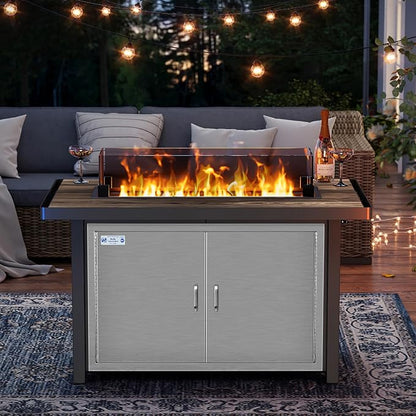 Hally BBQ Access Door 36" W x 21" H of 304 Stainless Steel Double Doors with 2 Detachable Handles and 6 Hooks, Outdoor Kitchen Doors for BBQ Island, Grilling Station, Outdoor Cabinet