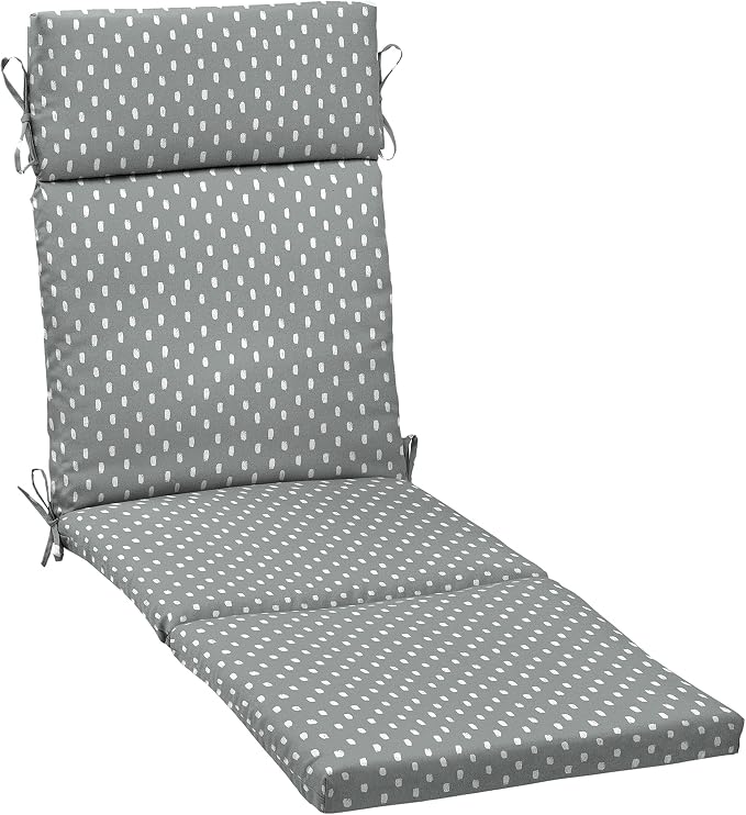 Arden earthFIBER Outdoor Chaise Cushion, 21 x 72, Rain-Proof, Fade Resistant, Cushion for Chaise Lounger Stone Grey Dot