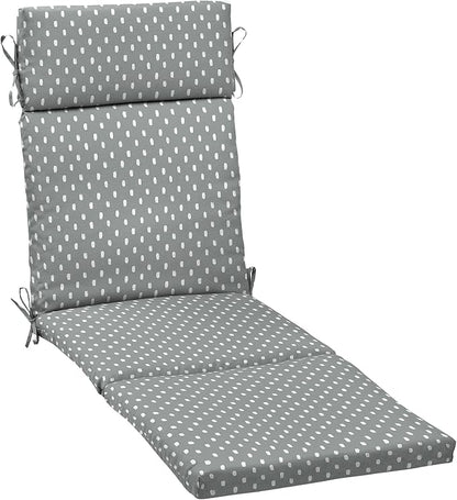 Arden earthFIBER Outdoor Chaise Cushion, 21 x 72, Rain-Proof, Fade Resistant, Cushion for Chaise Lounger Stone Grey Dot