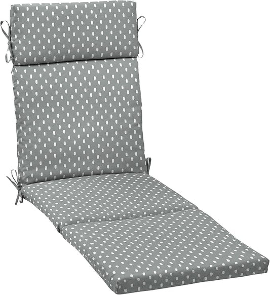 Arden earthFIBER Outdoor Chaise Cushion, 21 x 72, Rain-Proof, Fade Resistant, Cushion for Chaise Lounger Stone Grey Dot