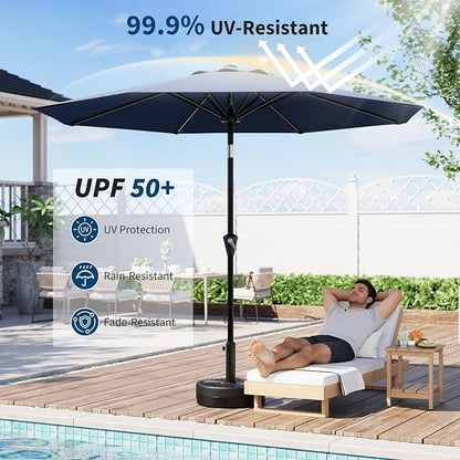 GarveeLife 10FT Umbrella Outdoor Patio, Backyard Umbrella with 8 Sturdy Ribs, Push Button Tilt and Crank, Waterproof UV Protection for Garden, Table, Pool, Market | Table Umbrella Waterproof UV Protection for Garden, Pool, Deck, Backyard, Market (Navy ...