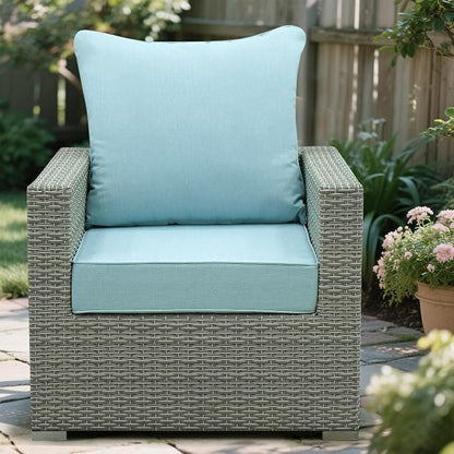 Deep Seat Patio Cushions Set 22 x 22 Inch,Olefin Fabric Outdoor Seat Cushion,Patio Furniture Cushions with Removable Cover,Rain-Proof and Fade Resistant Deep Seat Bottom & Back Cushion,1set