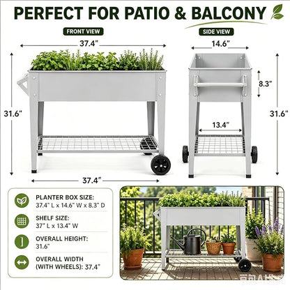 LEETOLLA 𝐑𝐚𝐢𝐬𝐞𝐝 𝐆𝐚𝐫𝐝𝐞𝐧 𝐁𝐞𝐝 𝐎𝐮𝐭𝐝𝐨𝐨𝐫 Elevate Herb Garden Planter Box Outdoor Raised Planter Box with Legs On Wheels for Vegetables Flower Tomato Patio Backyard