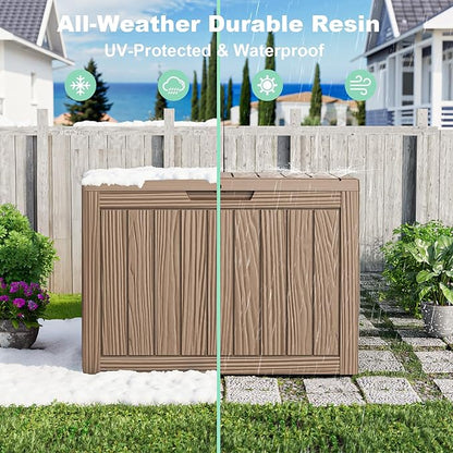 50 GallonOutdoor Storage Box,Resin Deck Boxes Waterproof, IndoorOutdoor Bin for Package Delivery, Patio Cushions, Gardening Tools, Lockable, UV Resistant