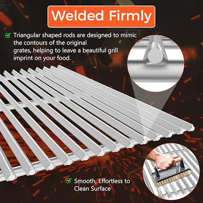 9.5MM Thick 19.5" Grill Grates for Weber Genesis 300 Series(2007–2016), 304 Stainless Steel Weber Genesis Grill Parts, Replacement for Weber Genesis E310 S310 E320 S320 E330 S330, Weber 7524 & 7528