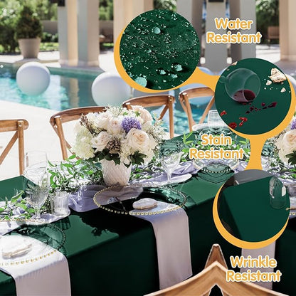 BRILLMAX 8 Pack Hunter Green Tablecloth 60x126 Inch for 8ft Rectangle Table | 150 GSM Polyester Fabric, 15" Standard Drop, Water, Stain & Wrinkle Resistant Cloth Cover for Wedding Reception Banquet Party