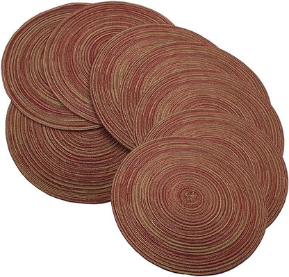 Red-A, Placemats, Round Placemats for Dining Table Set of 8 Woven Heat Resistant Non-Slip Kitchen Table Mats Diameter 14 Inch(Wine)