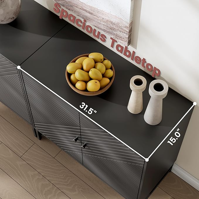 Storage Cabinet with Doors and Adjustable Shelf, Sideboard Buffet Cabinet with Storage, Console Table & Credenza for Living Room, Kitchen, Dining Room