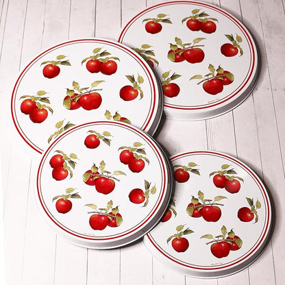 Reston Lloyd, Burner Covers For Electric Stovetop, Decorative Lightweight Tin Covers, Set of 4 (2-8 inch & 2-10 inch), Conceals Messy Drip Pans, Harvest Apple