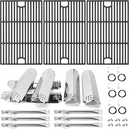 Grill Replacement Parts for Nexgrill 6 Burner 720-0898, 730-0898, Cast Iron Grill Grates, Heat Plates and Burners Kit for Nexgrill Replacement Parts 6 Burner