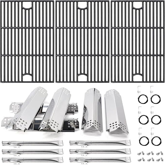 Grill Replacement Parts for Nexgrill 6 Burner 720-0898, 730-0898, Cast Iron Grill Grates, Heat Plates and Burners Kit for Nexgrill Replacement Parts 6 Burner
