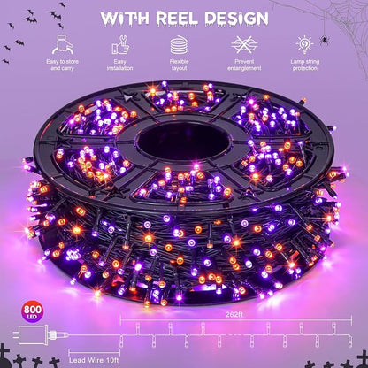 JMEXSUSS 800 LED Orange and Purple Halloween Lights Outdoor with 8 Modes | 272ft, Remote Control, Waterproof, Plug in Halloween String Lights, Halloween Tree Lights for Tree Party Halloween Decor