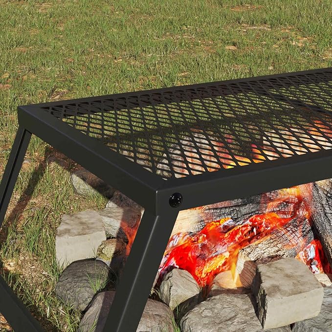 Portable Charcoal Camping Grill, Foldable BBQ Stove for Outdoor Cooking, Garden, Balcony, Backyard, Alloy Steel, 27.56 x 13.58 x 7.28 in, Black