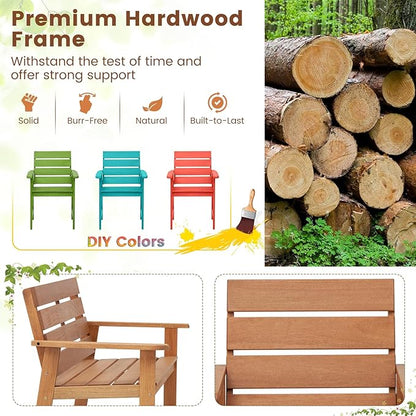 Tangkula Set of 4 Wood Patio Dining Chair, Wood Dining Armchairs with Breathable Slatted Seat & Inclined Backrest, Ergonomic Outdoor Chairs for Backyard, Balcony, Garden