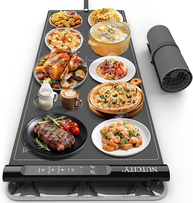 Warming Mat for Food Extra large 40" x 16", Portable Food Warming Mat with 7 Temperature Settings & 8Hour Timer, Tortilla Warmer for Gatherings, Parties (Extra Large Size: 40" x 16")