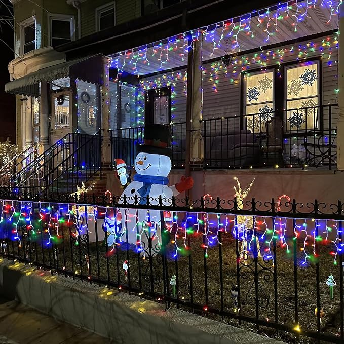 YEGUO 33ft 400 LED Icicle Christmas Lights Outdoor Waterproof, 80 DropsIcicle Light Indoor, 8 Modes Icicle Xmas Lights with Memory Timer(Multicolor)