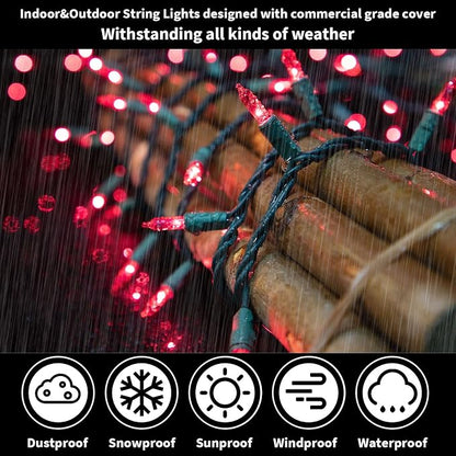 Pink Christmas String Lights, 100 Count 19.6 FT Mini Valentine's Lights, Waterproof Pink Lights for Indoor Valentine's Day Garland Wedding Party Festival Xmas Tree Decoration (Pack of 3)