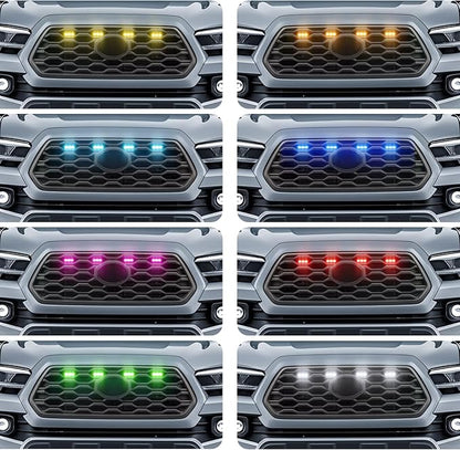 RGB Led Grille Lights for Toyota Tacoma Raptor Grills Light 2020-2023 | 4pcs ,TRD Off Road Sport OEM Grill,Rapt0r Lights for Tacoma 6 LED Upgrade Grille Light
