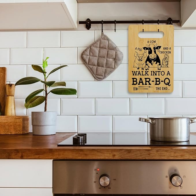 Funny Gifts for Women Men, Barbecue Bamboo Cutting Board, BBQ Charcuterie Board for Kitchen Decor, Birthday Gifts for Couple Neighbor Family Friends -13