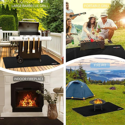 Large 70 X 48 Inch Under Grill Mats for Outdoor Grill,Double-Sided Fireproof Grill Pad, Waterproof/Oil-proof,BBQ Mat for Protector Deck and Patio,Griddle Accessories Compatible With Blackstone