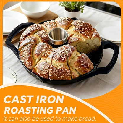 Cast Iron Chicken Roaster, Pre-Seasoned Vertical Poultry Roaster with Drip Pan, Beer Can Chicken Holder for Grill, Oven & Smoker