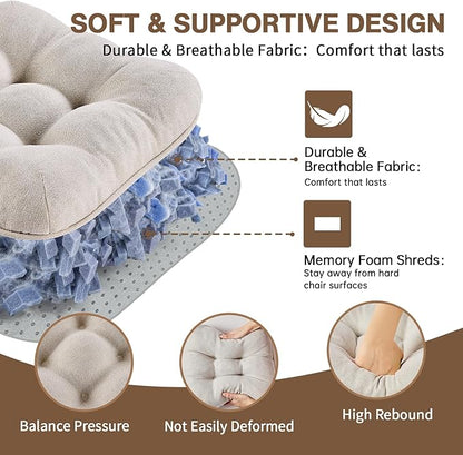BETU Chair Cushions for Dining Chairs Set of 6,3.5" Thick Kitchen Table Chair Pads with Ties,Non Slip Backing and Covers, Seat Cushion for Dining Room,Bar,Patio Chairs,15.5"X15.5"X3.5",Beige