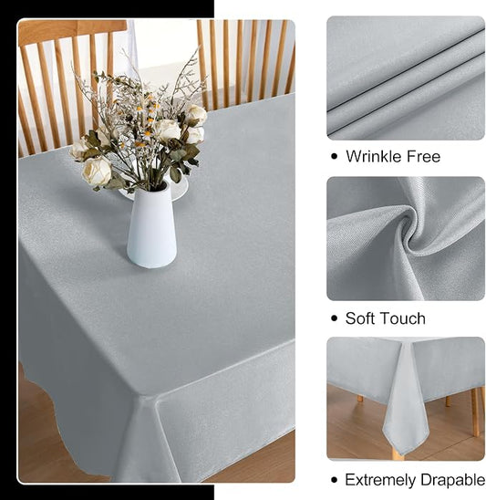 DWCN Rectangle Tablecloth - 60 x 102 Inch - Waterproof Stain and Wrinkle Resistant Washable Table Cloth, Decorative Fabric Table Cover for Kitchen Dining Room Party and Outdoor Use, Silver Grey